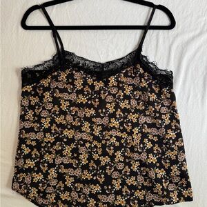 Wild Fable Black Floral Cami with Lace